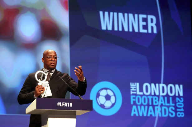 Ian Wright accepts Outstanding Contribution to London Football at LFA18 CREDIT Action Images.jpg