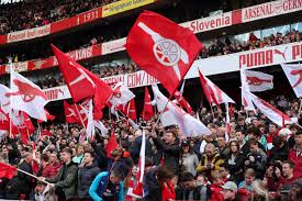Arsenal ground and fans filled with flags