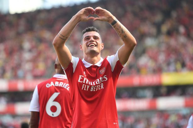Granit Xhaka showing love to the fans